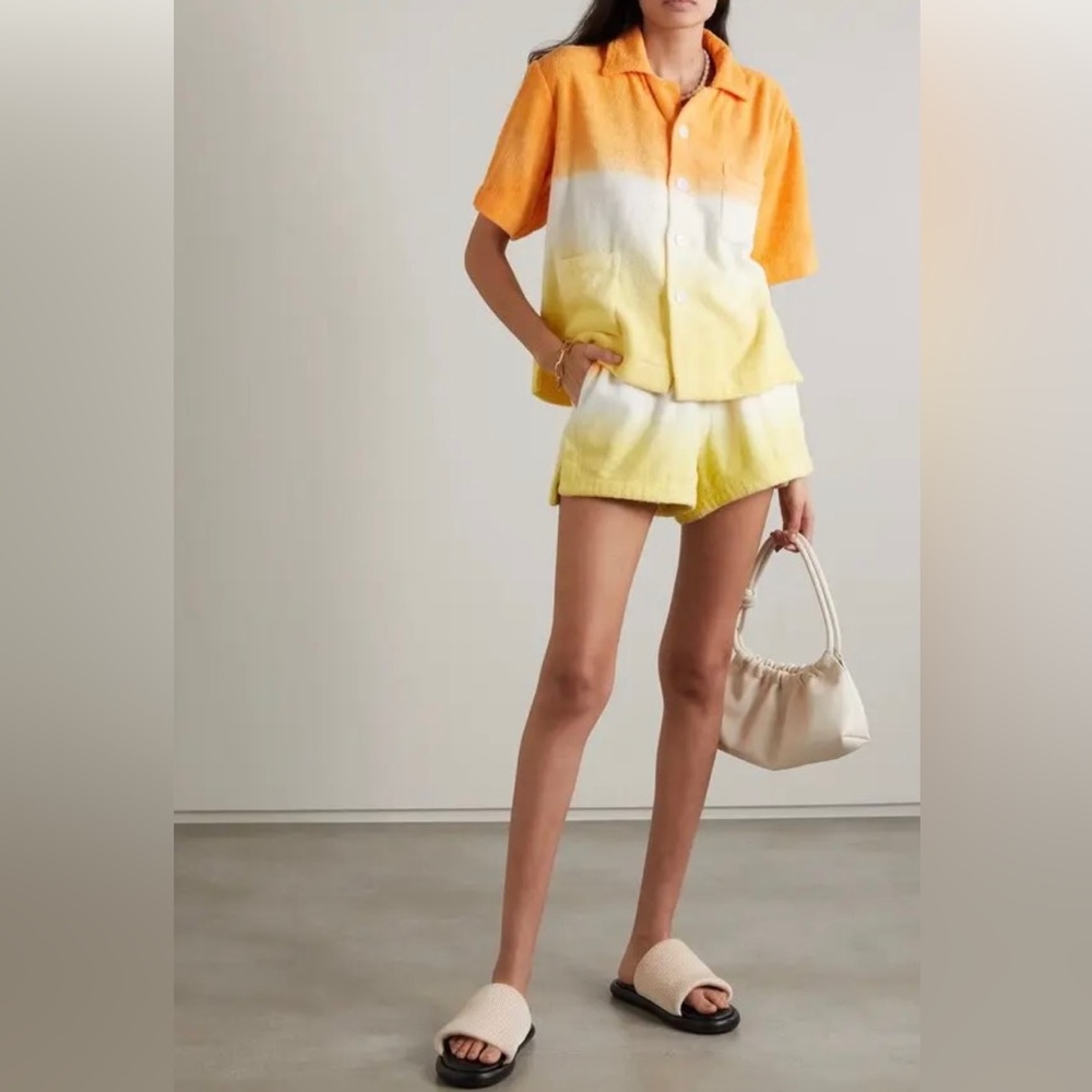 Terry Two-Piece Set Tie-Dye Print Towelling (can be worn as a cover up) Size L